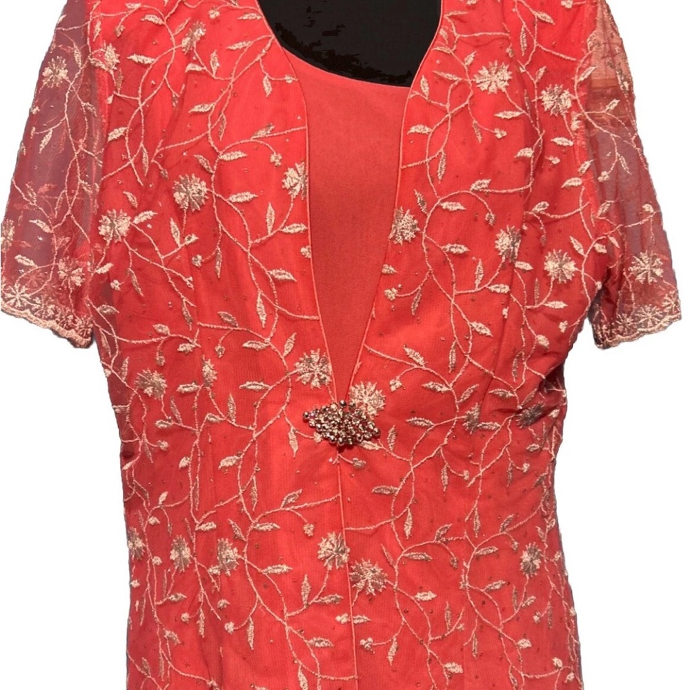 Clara New York me pink glittery Embellished3 piece suit Maxi skirt,tank & jacket